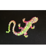 Wendy Gell VTG 1980s RARE Lizard Piece Pink Green Aurora Borealis Rhines... - €119,41 EUR
