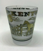 KENTUCKY Horse Farm Gold and Black Print Shot Glass Bar Souvenir Shotgla... - £7.84 GBP