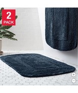 Roozt Home Bath Rugs Navy Blue 2-Pack Reversible Absorbent Soft Fluffy C... - $76.29 CAD