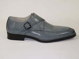 Men's Giovanni Shoes High Quality Leather Monk Strap Buckle AMATO gray image 7