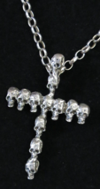 Antique Mori Crucifix Multi Skulls Cross Pendant 20&quot; Belcher Chain 16.22 Grams - $197.99