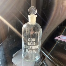 Vtg Acid Sulphuric H2 So4 Apothecary Chemist Wheaton USA Clear Glass Bottle 7” - £30.15 GBP