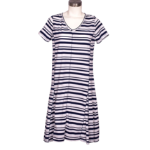 New Directions V-neck Stripe Dress Navy &amp; White Size Medium - £10.97 GBP