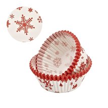 50 Count Christmas Holiday Baking Cup Cupcake Papers, Red Snowflake  - £6.38 GBP