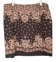 TALBOTS Womans Navy White Red Paisley Cotton Stretch Lined Straight Skir... - $17.82