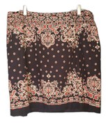 TALBOTS Womans Navy White Red Paisley Cotton Stretch Lined Straight Skir... - $17.82