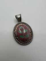 Carolyn Pollack Relios Sterling Silver Ruby Turquoise Necklace Pendant Brooch - £111.65 GBP