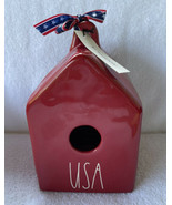 Rae Dunn Artisan Collection Patriotic Red Birdhouse Square USA Magenta New - £27.76 GBP