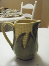 YELLOW/GREEN CORN PITCHER WITH HANDLE 4 7/8  INCHES HIGH VINTAGE SHAWNEE - $13.49