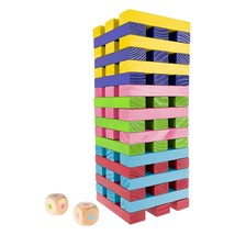 Nontraditional Giant Wooden Blocks Tower Stacking Game With Dice, Outdoor Yard G - £93.82 GBP