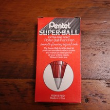 Box of 12 Vtg NEW Deadstock PENTEL Red SUPER-BALL Extra Fine Point Pen R... - £24.03 GBP