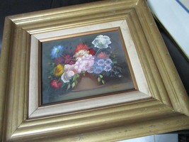 OIL ON BOARD ORIGINAL BOUQUET STILL LIFE PAINTING SIGNED R. COUNTES - $104.85