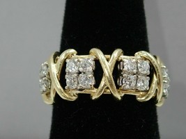 1Ct Round Cut Real Moissanite Eternity Wedding Ring 14K Yellow Gold plated  - £141.80 GBP