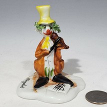 Capodimonte Meneghetti Signed Clown Figurine Top Hat Violin 3.5&quot; spaghetti hair - £25.73 GBP