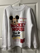 NWOT  Disney Mickey Mouse Long Sleeve Pullover Sweatshirt XXLG White Gra... - £19.42 GBP