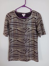 Lula Roe Women Shirt, Size S, Purple/Gold, 95% Polyester, 5% Spandex - $148.14 MXN