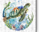 Sea Turtle Canvas Picture Framed 14X14Inch - Ocean Beach Theme Seascape ... - £24.16 GBP