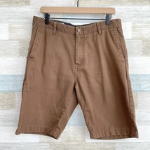 Volcom Vmonty Stretch Shorts Brown 10.5&quot; Inseam Relaxed Fit Chino Casual... - £23.45 GBP