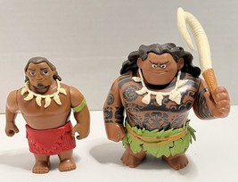 Disney MOANA Action Figures Toys Cake Toppers Maui 4&quot; &amp; Chief Tui 3.5&quot; LOT of 2 - £7.85 GBP