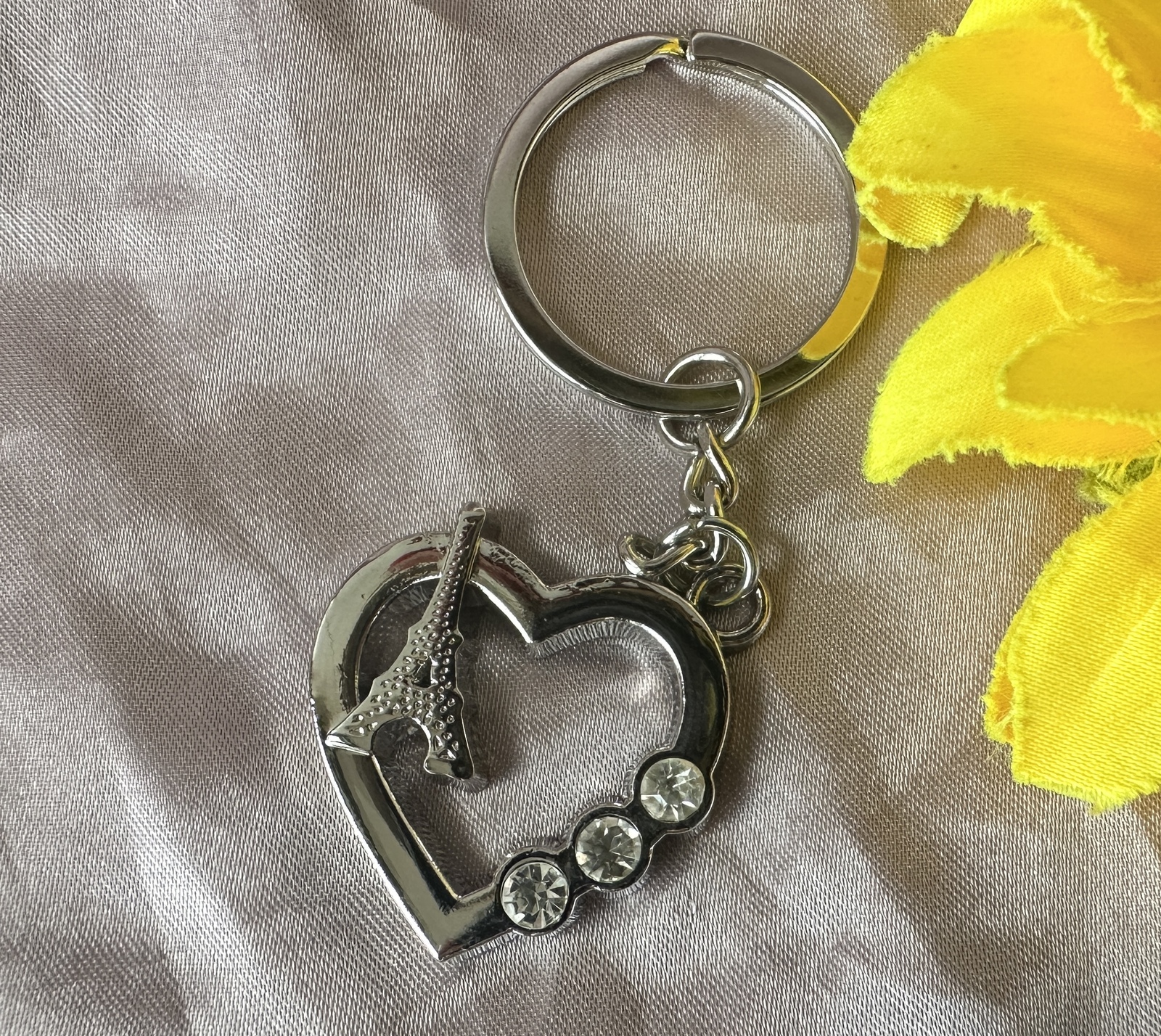 Heart with Eiffel Key Chain 1pc,High-heeled Shoes Keyring Birthday Gift ... - $3.90
