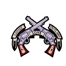 Ladies Love Outlaws- Six Guns Iron On Sew On Embroidered Patch 9 1/2&quot;X 7... - $17.99