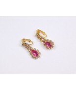 Pink &amp; Clear Rhinestone Gold Clip Earrings - $37.87 CAD