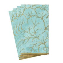 Caspari Gilded Majolica Paper Guest Towel Napkins in Aqua, Four Packs of 15 - $11.40+