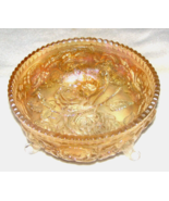 VTG. Imperial Glass Carnival Marigold Luster Glass Rose Footed Bowl - £19.75 GBP