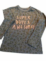 BNWT NXT Dark Navy Top &#39;Super Duper Awesome&#39; Leopard print 7yrs - £9.61 GBP