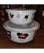 NEW Disney Ceramic Food Storage Bowls With Vented Lids 2 Piece set Snack... - £27.24 GBP