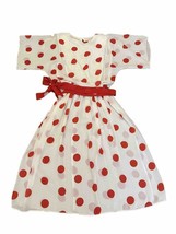 Starlo Fit &amp; Flare Dress White &amp; Red Polkadot 1980s w Shoulder Pads 7/8 Vintage - £21.56 GBP