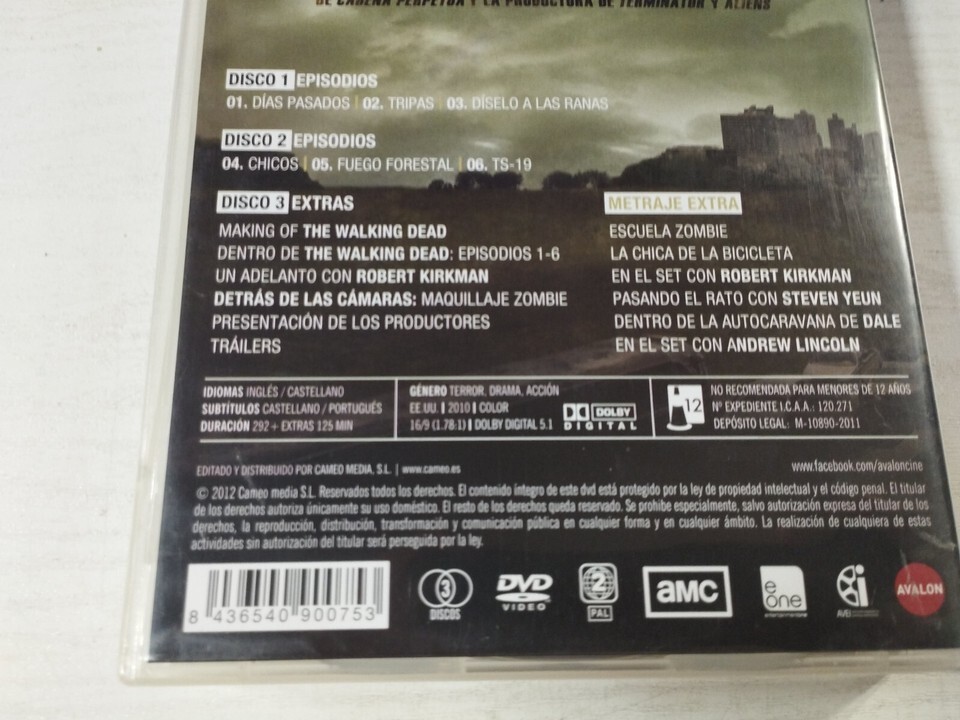 The Walking Dead Saison 1 Complète - DVD Espagnol Anglais Région 2 Am Item image 3