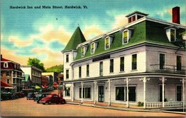 Hardwick Inn and Main Street View Hardwick Vermont VT UNP Linen Postcard D12 - £2.10 GBP