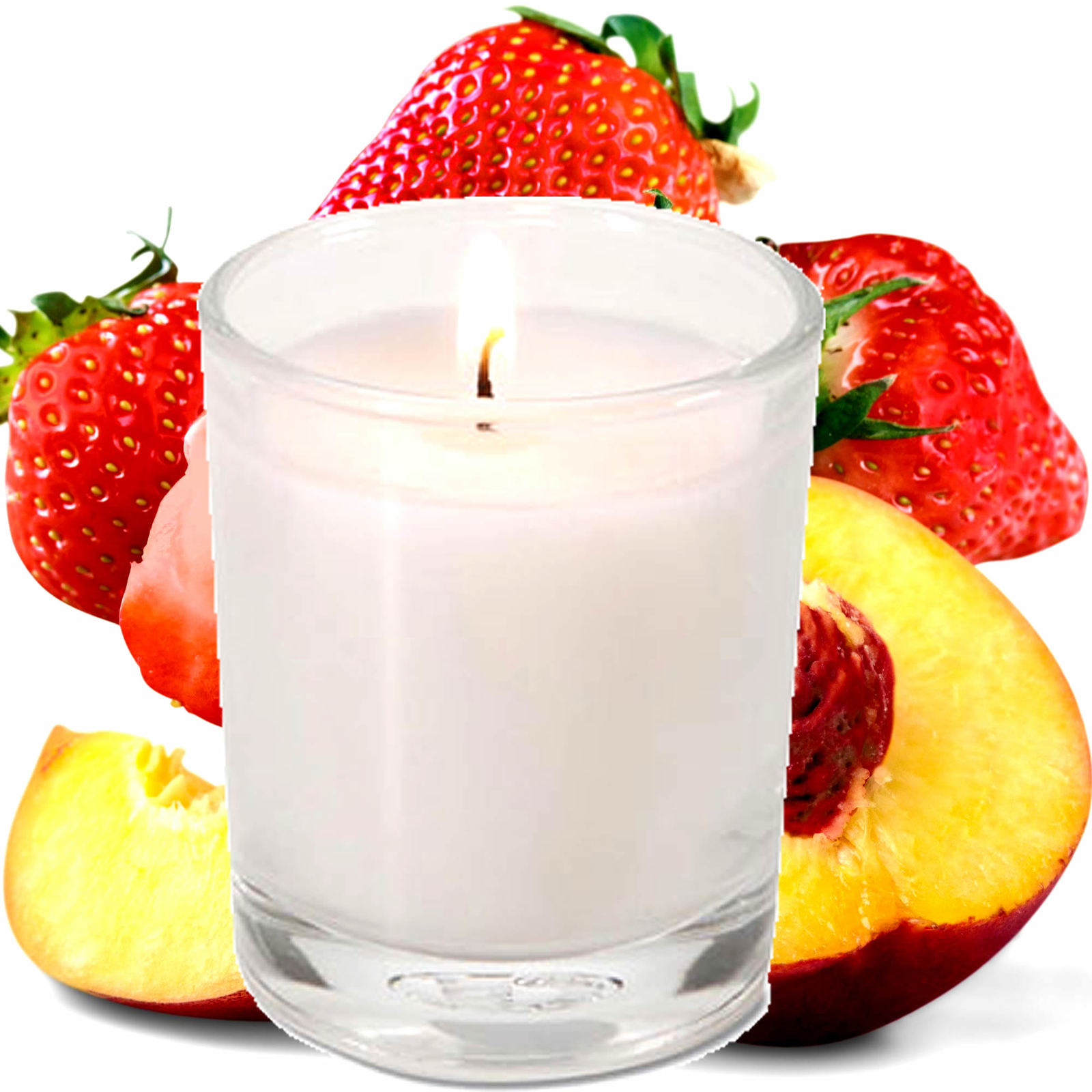 Strawberry Peaches Scented Votive Candles Hand Poured Luxury Home Fragrance - $14.95+