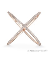 X-Ring Cubic Zirconia .925 Sterling Silver 14k Rose Gold-Plated Right-Ha... - $37.61 CAD