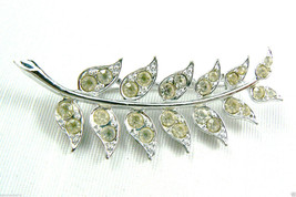 Sarah Cov Coventry Silver Tone Metal Crystal Rhinestones Floral Leaf Pin Brooch - £26.58 GBP