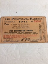 Vintage 1941 Pennsylvania Railroad Pass . Southwestern Division - £15.21 GBP