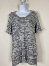 Cabi Womens Size S Gray Heathered Knit Sweater Blouse Short Sleeve - £5.77 GBP