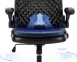 High-Back Executive Computer Chair With Padded Flip-Up Arms, Adjustable ... - £78.91 GBP