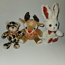 3 Reese&#39;s Candy Gallerie Plush Toy Lot White Bunny Rabbit Brown Reindeer Bear - £15.76 GBP