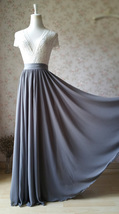 GRAY Chiffon Maxi Skirt Wedding Bridesmaid Custom Size Skirt Outfit image 3