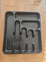Black Plastic 7 Compartment Kitchen Utensil Tray Holder, 16.5&#39;&#39; x 14.5&#39;&#39; - £5.30 GBP
