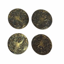 Set of 4 Antique French Metal Buttons Solitaire A. P. &amp; Cie Paris Floral... - £36.49 GBP