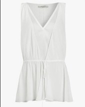 $139 ALL SAINTS Celeste tie waist layered tank 10 sleeveless white v-nec... - £15.65 GBP