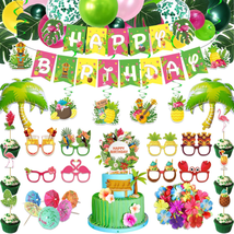 Hawaiian Luau Birthday Party Decorations, 110 Pcs Tropical Beach Birthday Party  - £23.32 GBP