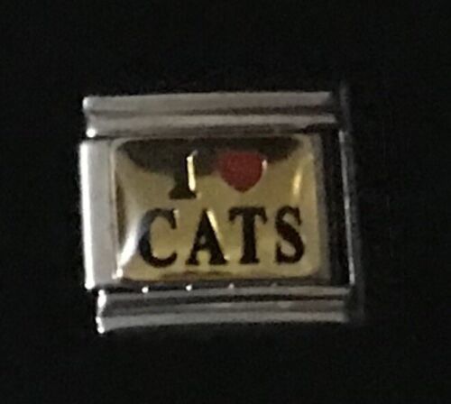 Primary image for I Red Heart Cats Wholesale Italian CHARM Enamel Link 9MM K2023 J1