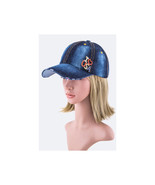 New Stylish One Size Back Strap Adjustable I LOVE USA Crystal Pin Denim Cap - £7.98 GBP