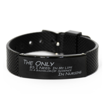 Funny Nurse Black Shark Mesh Bracelet, The Only BS I Need In My Life Is A Bachel - £19.69 GBP