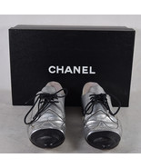 Chanel Womens Silver Leather Lace Up Oxford Flat Walking Shoes 36 - $339.20 CAD