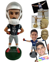Personalized Bobblehead Football player all geared up and ready to win the game  - £71.07 GBP